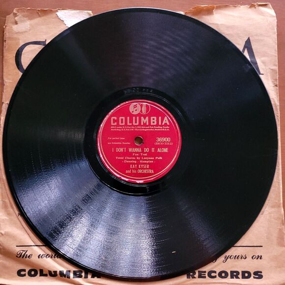 Kay Kyser 78 I Don't Wanna Do It Alone / Slowly Columbia 36900 V+ Jazz 1945 - Picture 3 of 4